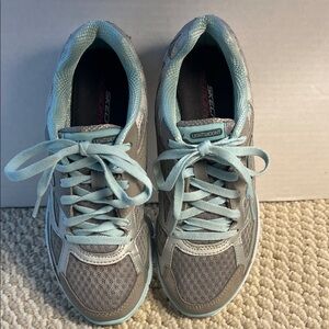Skechers Women's Gray and Light Blue Sneakers